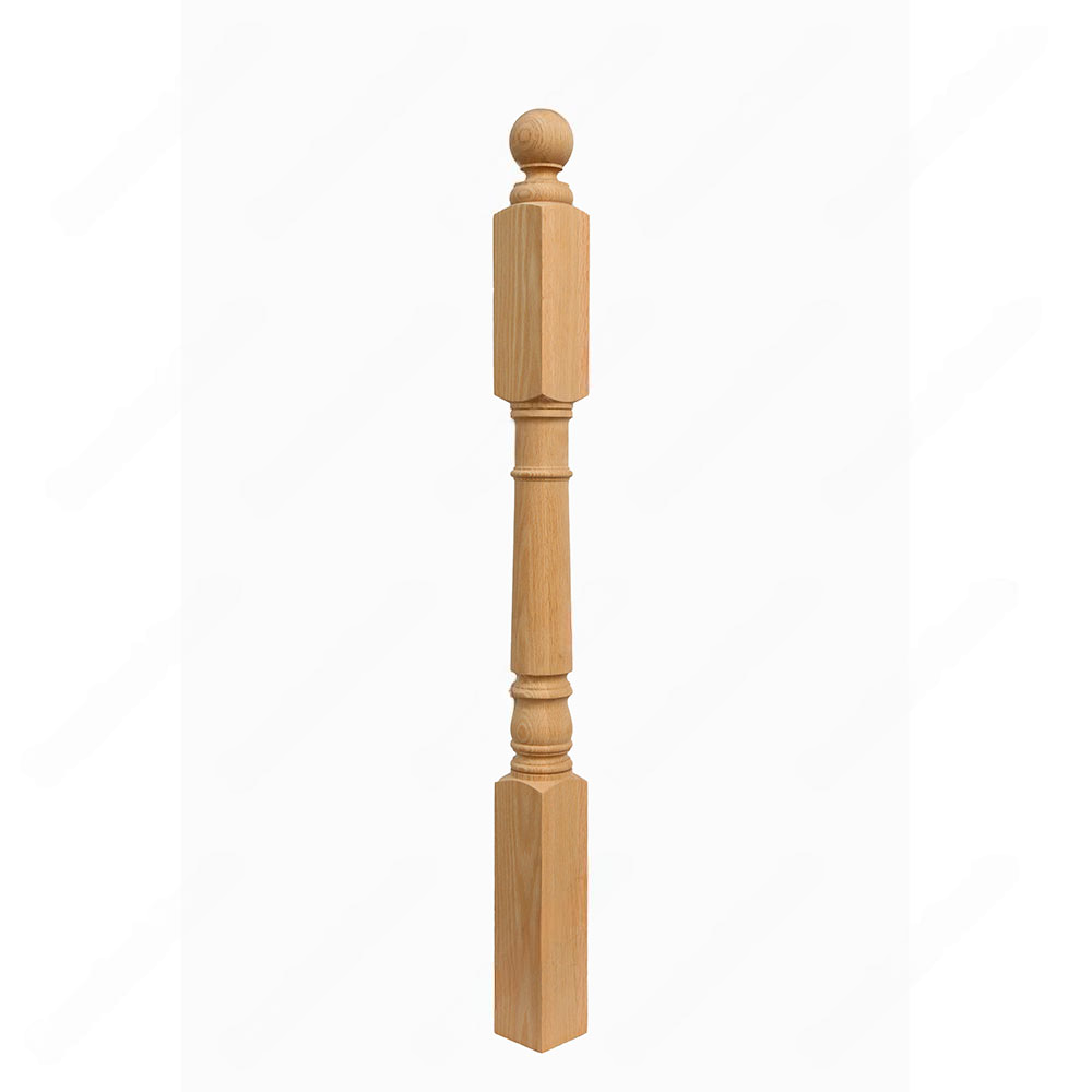 PR101 S1 Classic Colonial 3*3*48 Unfinished Red Oak Stair Post