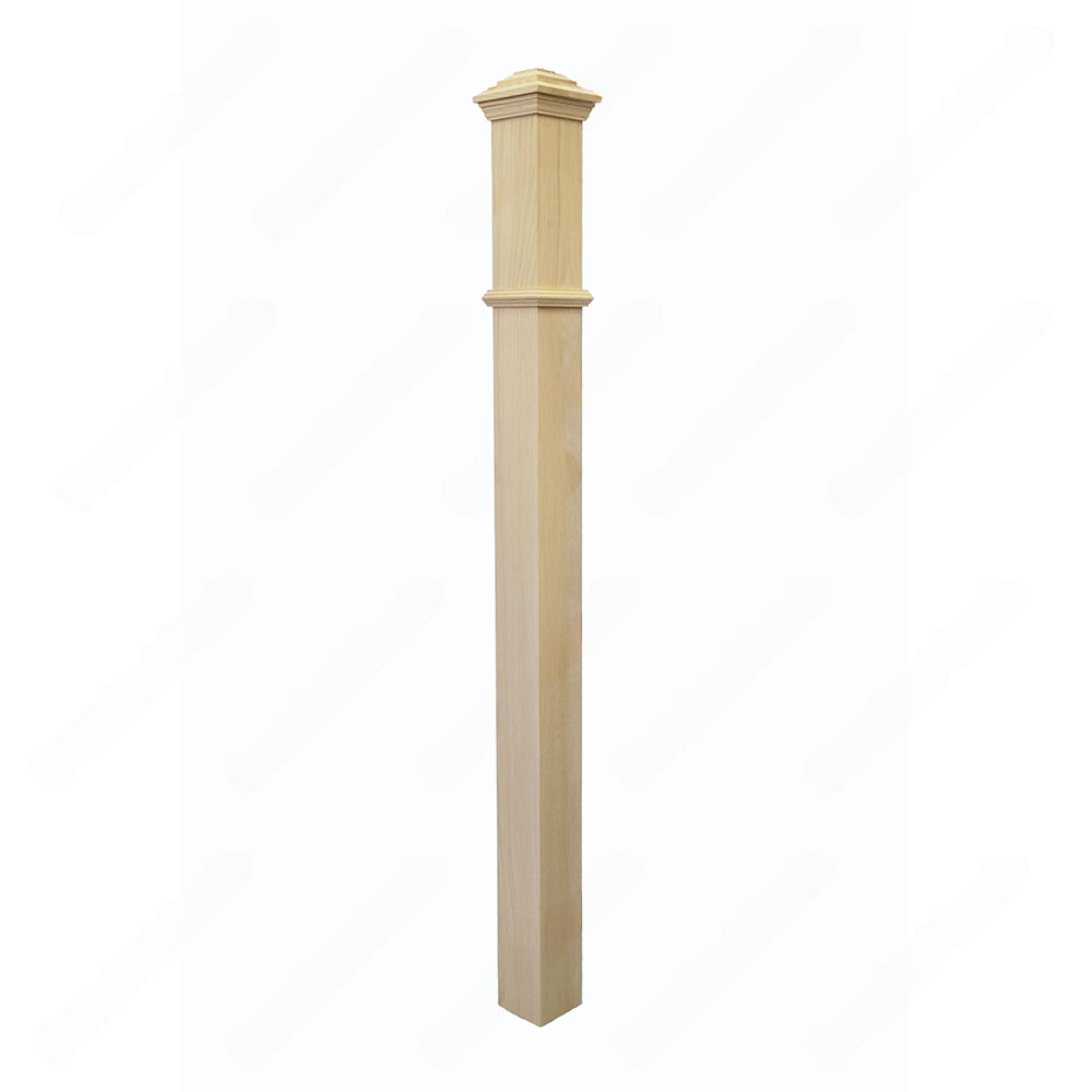 PF100 F0 Plain 3, 3-1/2, 4, 4-3/4 Unfinished Red Oak Square stair Post