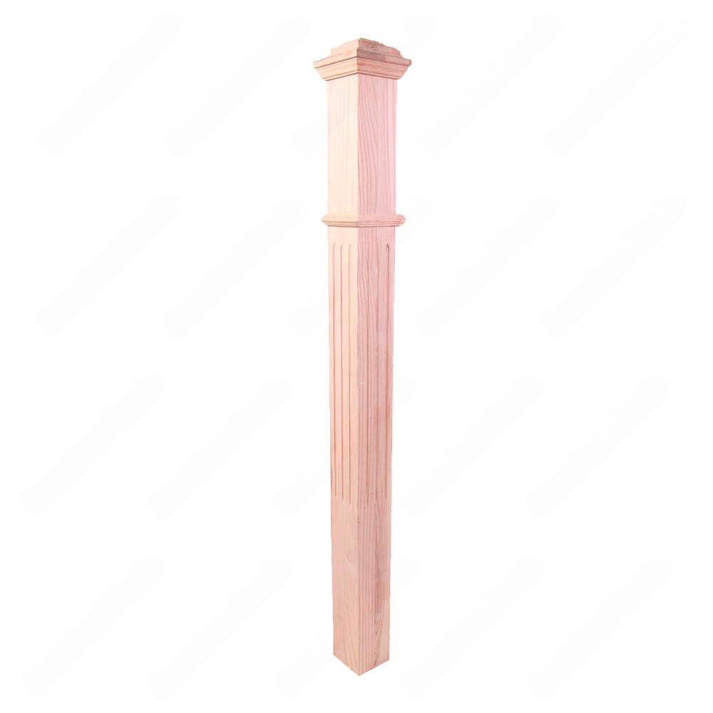 PF101 F1 Fluted 3, 3-1/2, 4, 4-3/4 Unfinished Red Oak Square stair Post