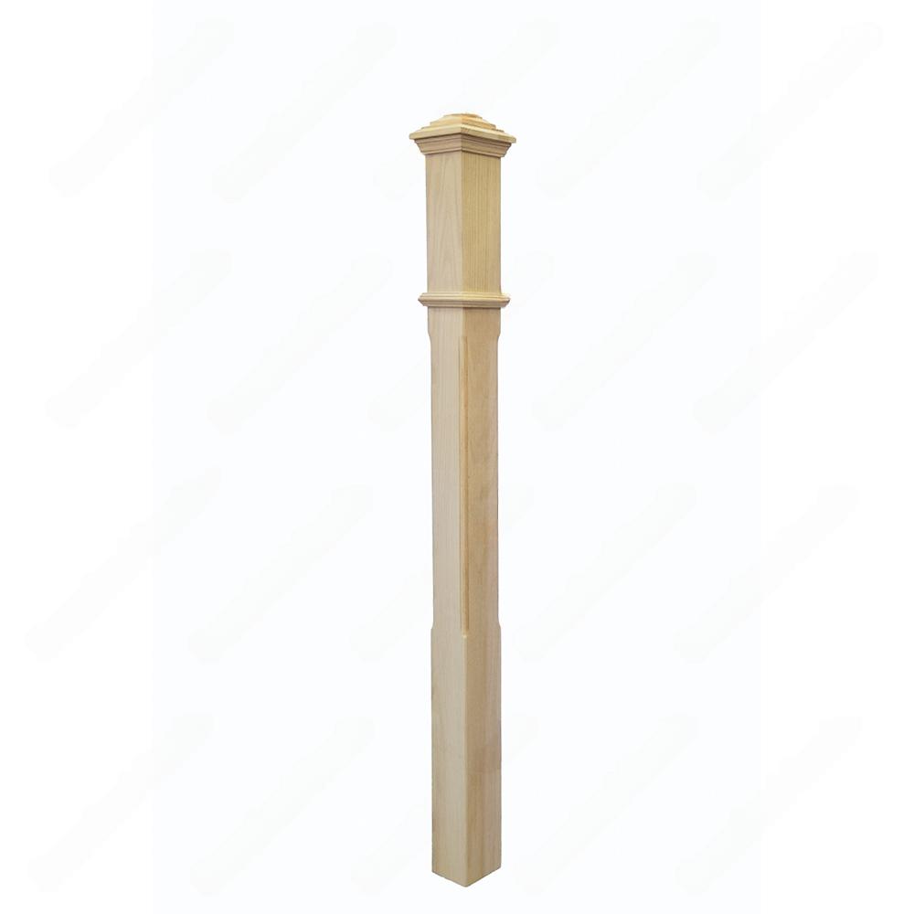PF102 F2 Chamfered 3, 3-1/2 Unfinished Red Oak Square stair Post