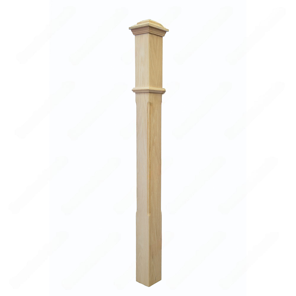PF102 F2 Chamfered 3, 3-1/2 Unfinished Red Oak Square stair Post