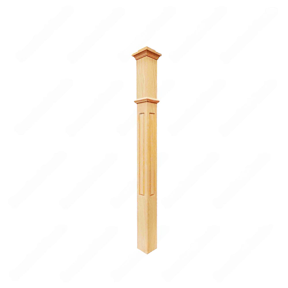 PF107 F7 Fluted 3, 3-1/2,4 Unfinished Red Oak Square stair Post