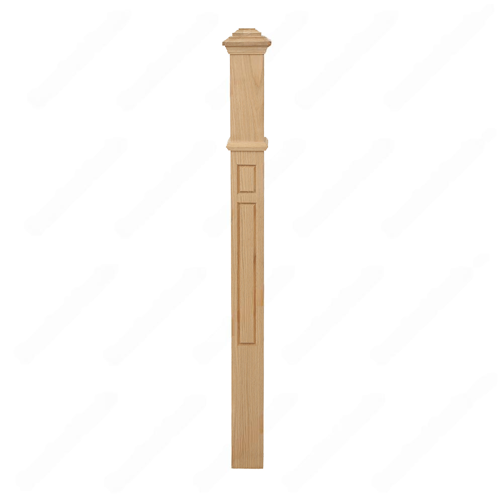 PF108 F8 Fluted 3, 3-1/2 Unfinished Red Oak Square stair Post
