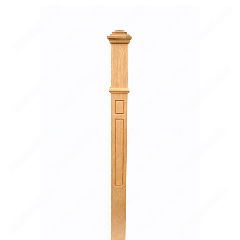 PF108 F8 Fluted 3, 3-1/2 Unfinished Red Oak Square stair Post