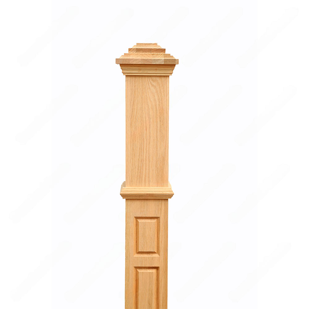 PF108 F8 Fluted 3, 3-1/2 Unfinished Red Oak Square stair Post