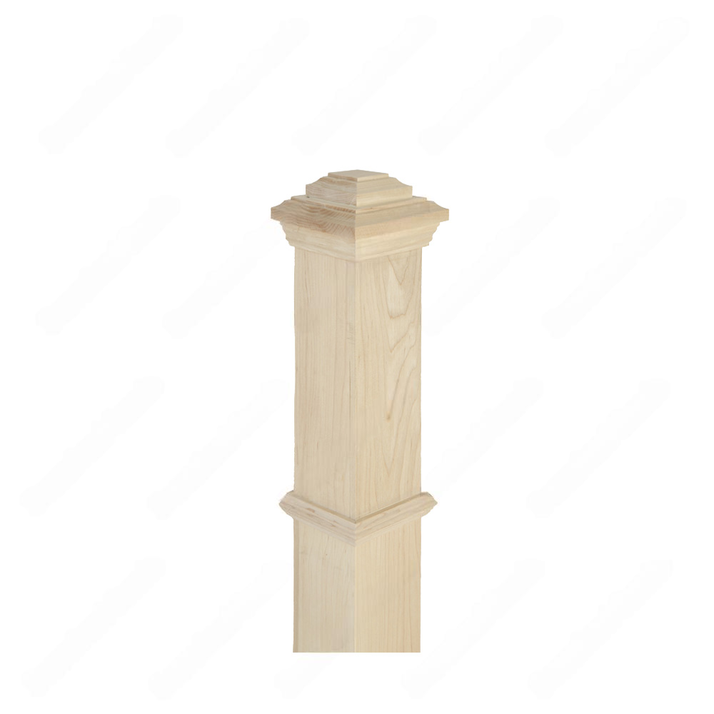 PF200 F0 Plain 3 1/2*48 Unfinished Maple Square stair Post