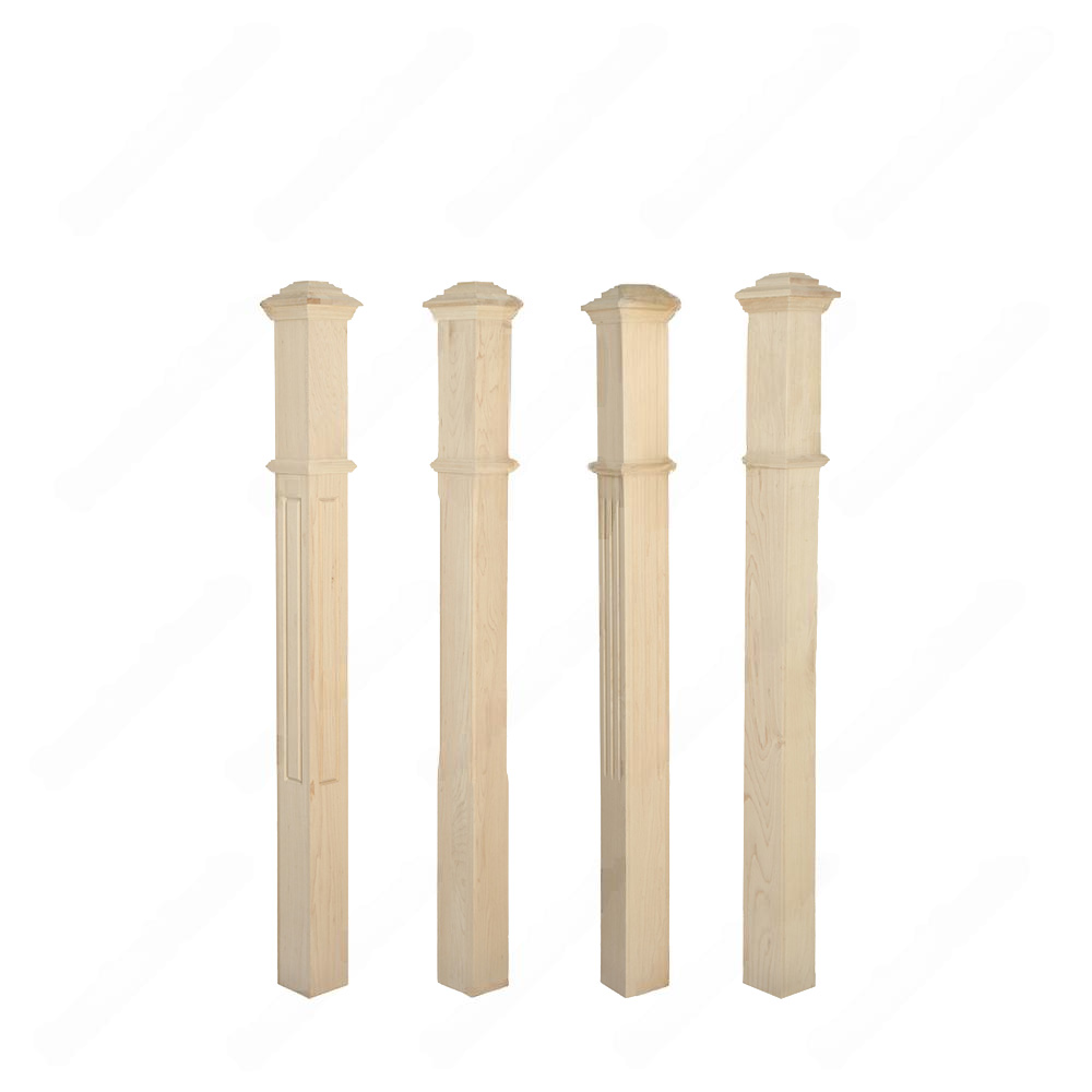PF201 F1 Fluted 3 1/2*48 Unfinished Maple Square stair Post