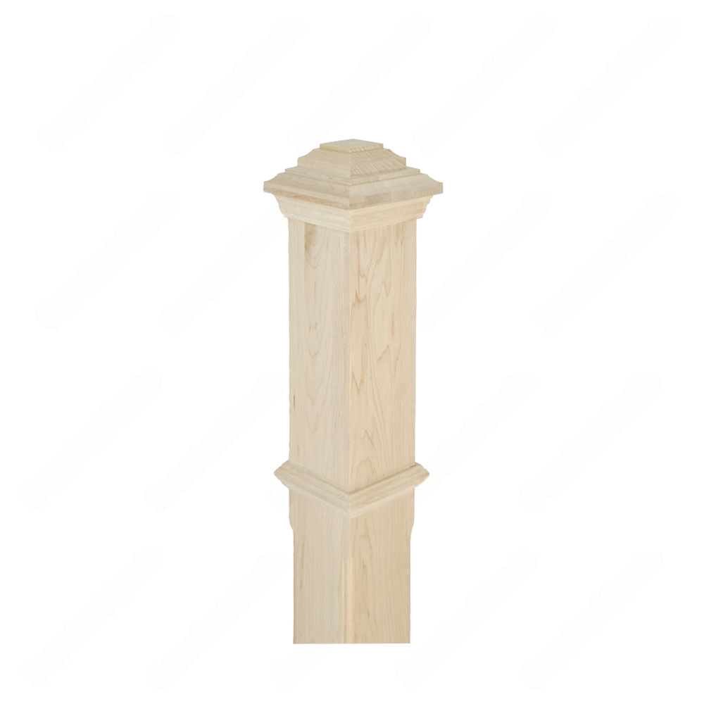PF202 F2 Chamfer 3 1/2*48 Unfinished Maple Square stair Post