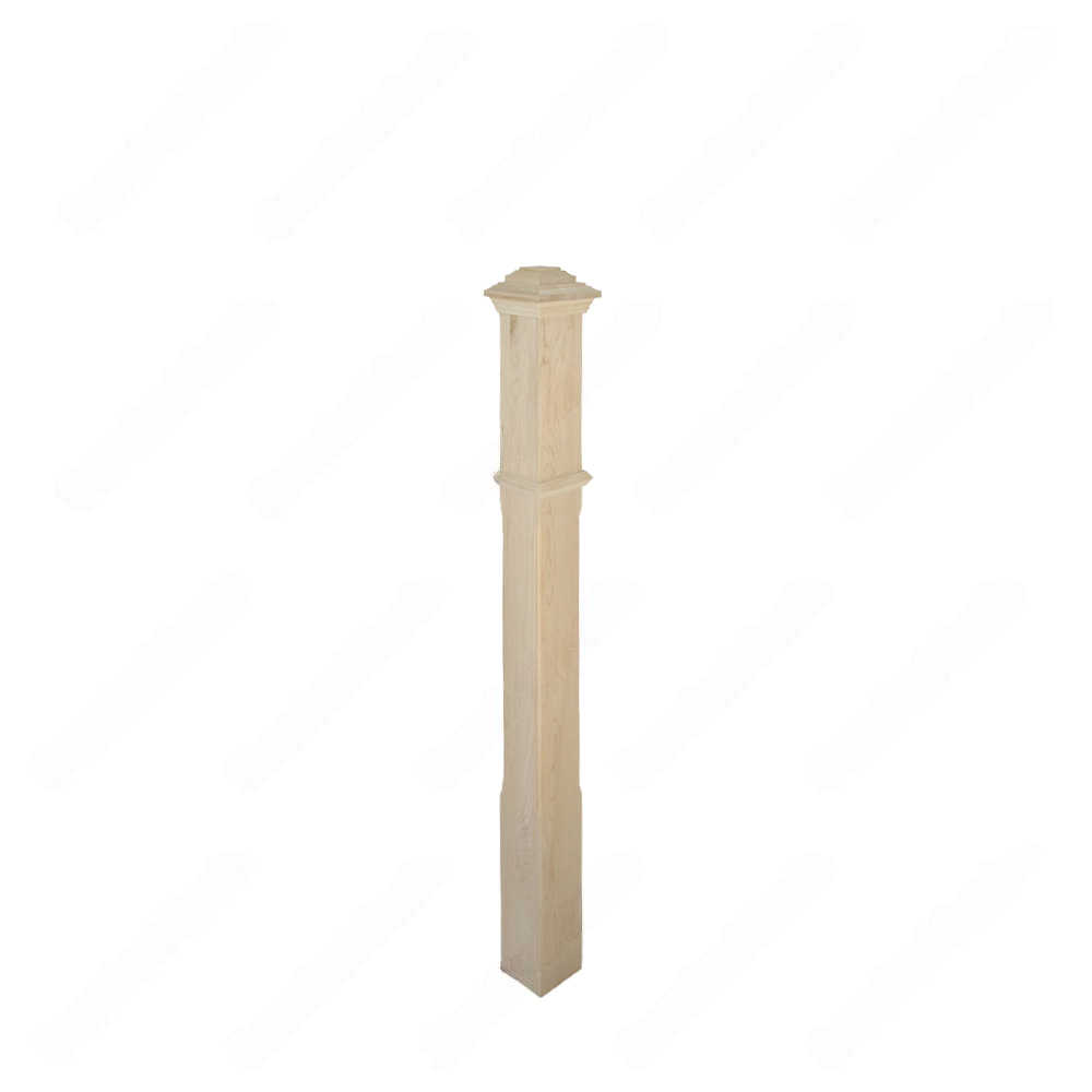 PF202 F2 Chamfer 3 1/2*48 Unfinished Maple Square stair Post