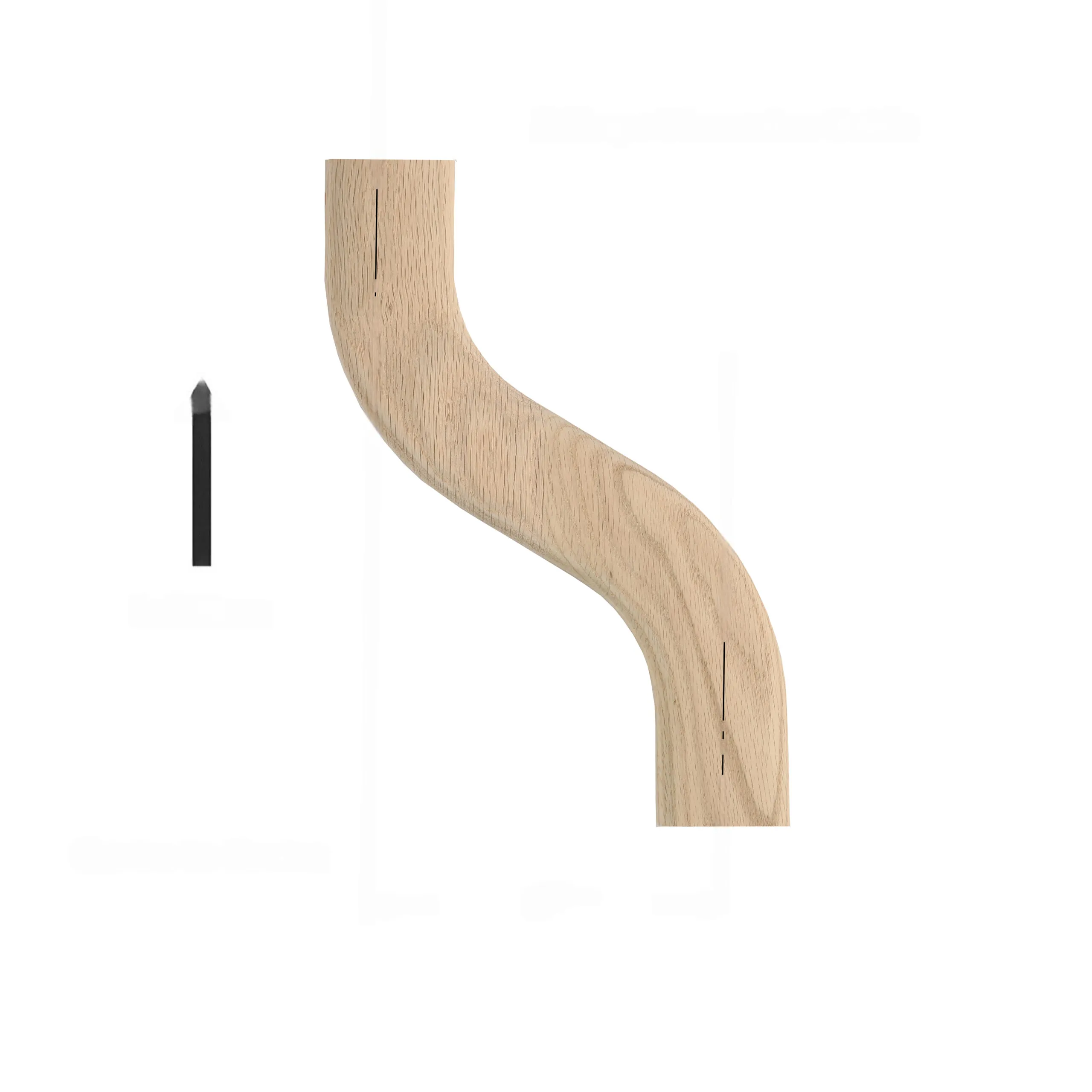 F102 HA-22 S Shape 3 Left Turn Unfinished Red Oak | Maple Handrail Accessory