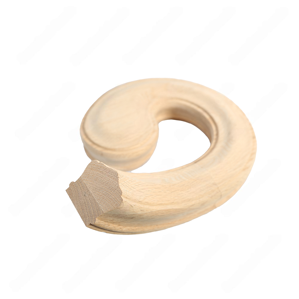 F105 HA-35 Volute Right Turn Unfinished Red Oak | Maple Handrail Accessory