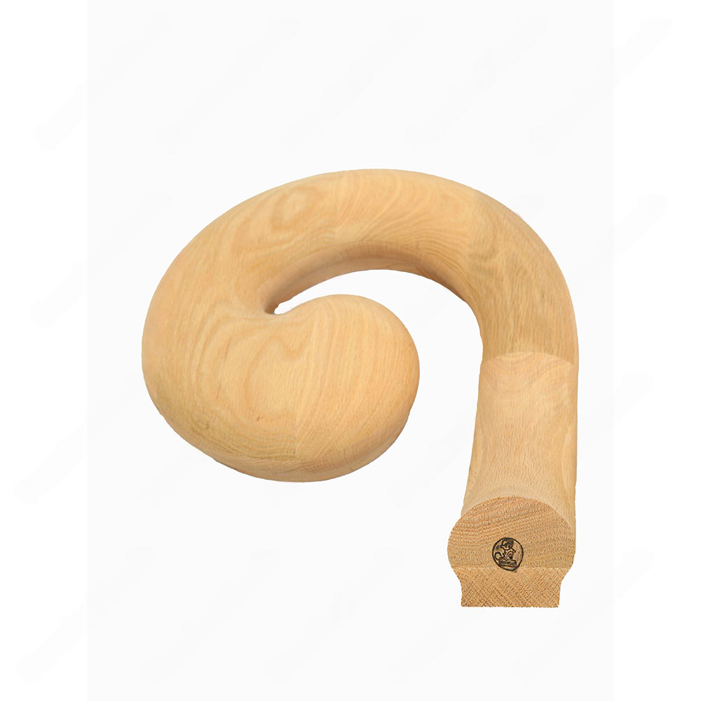 F105 HB-35 Volute Right Turn Unfinished Red Oak | Maple Handrail Accessory