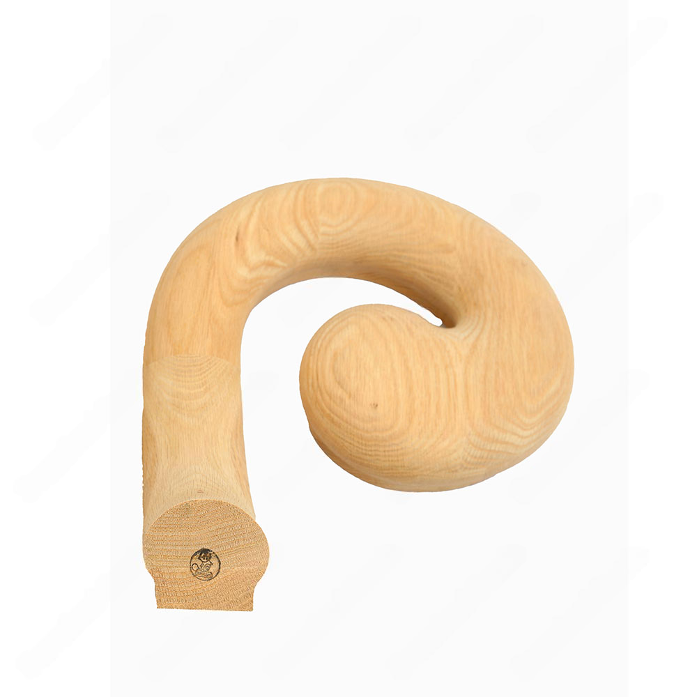 F104 HB-30 Volute Left Turn Unfinished Red Oak | Maple Handrail Accessory