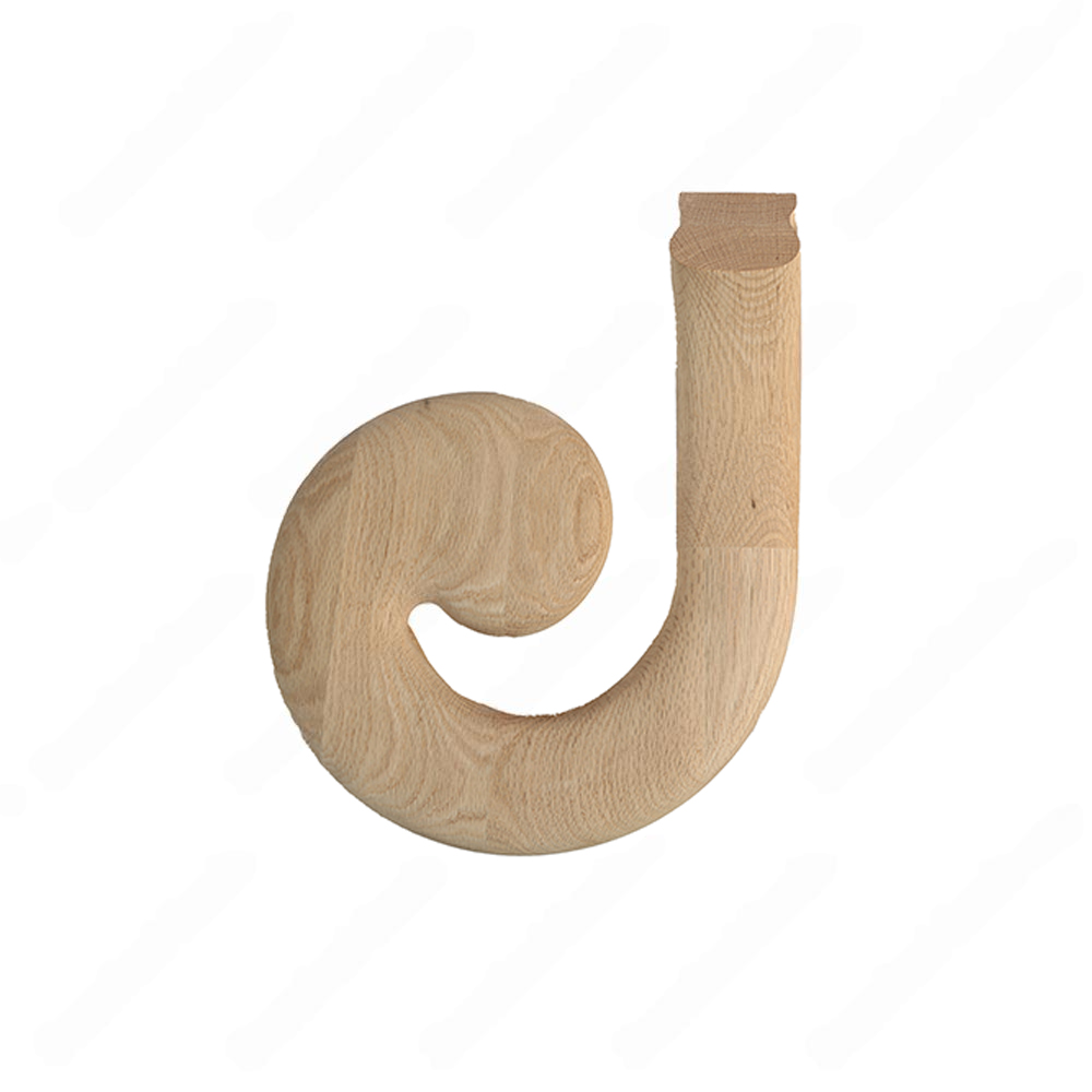 F104 HD-30 Volute Left Turn Unfinished Red Oak | Maple Handrail Accessory