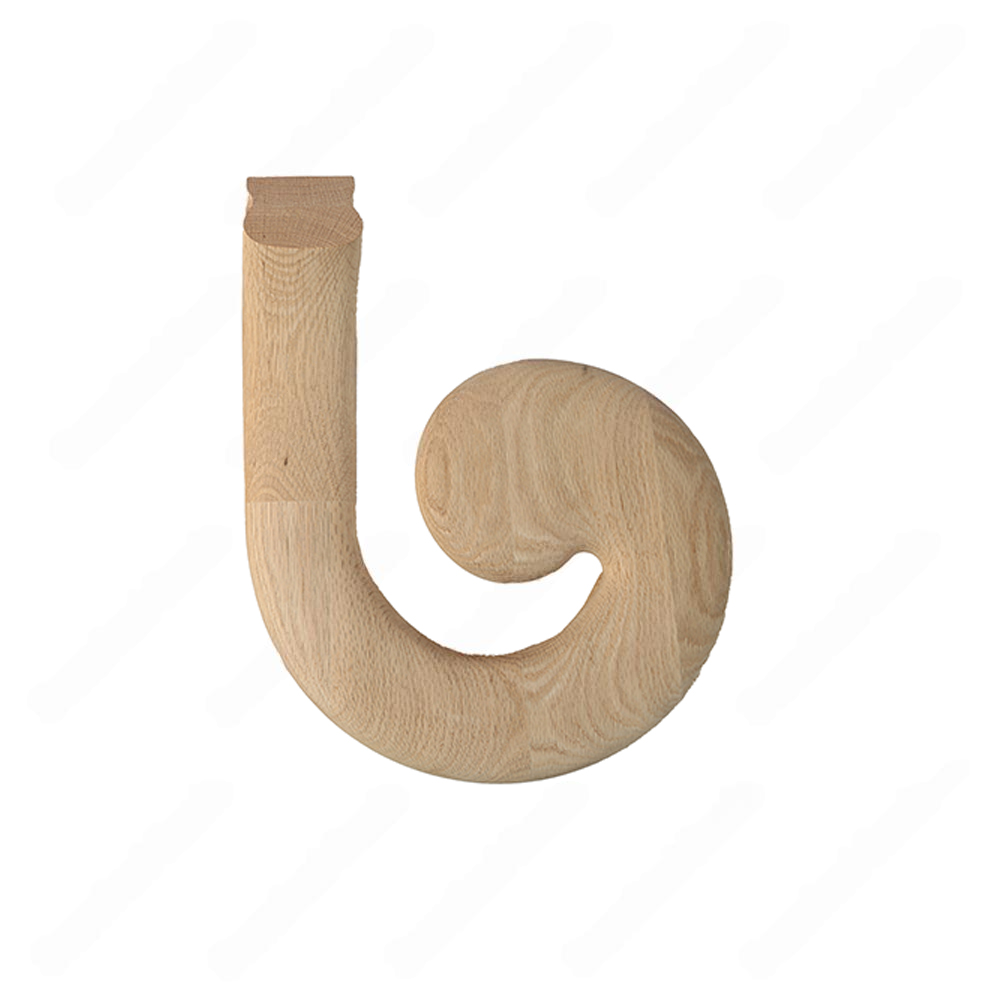 F105 HD-35 Volute Right Turn Unfinished Red Oak | Maple Handrail Accessory