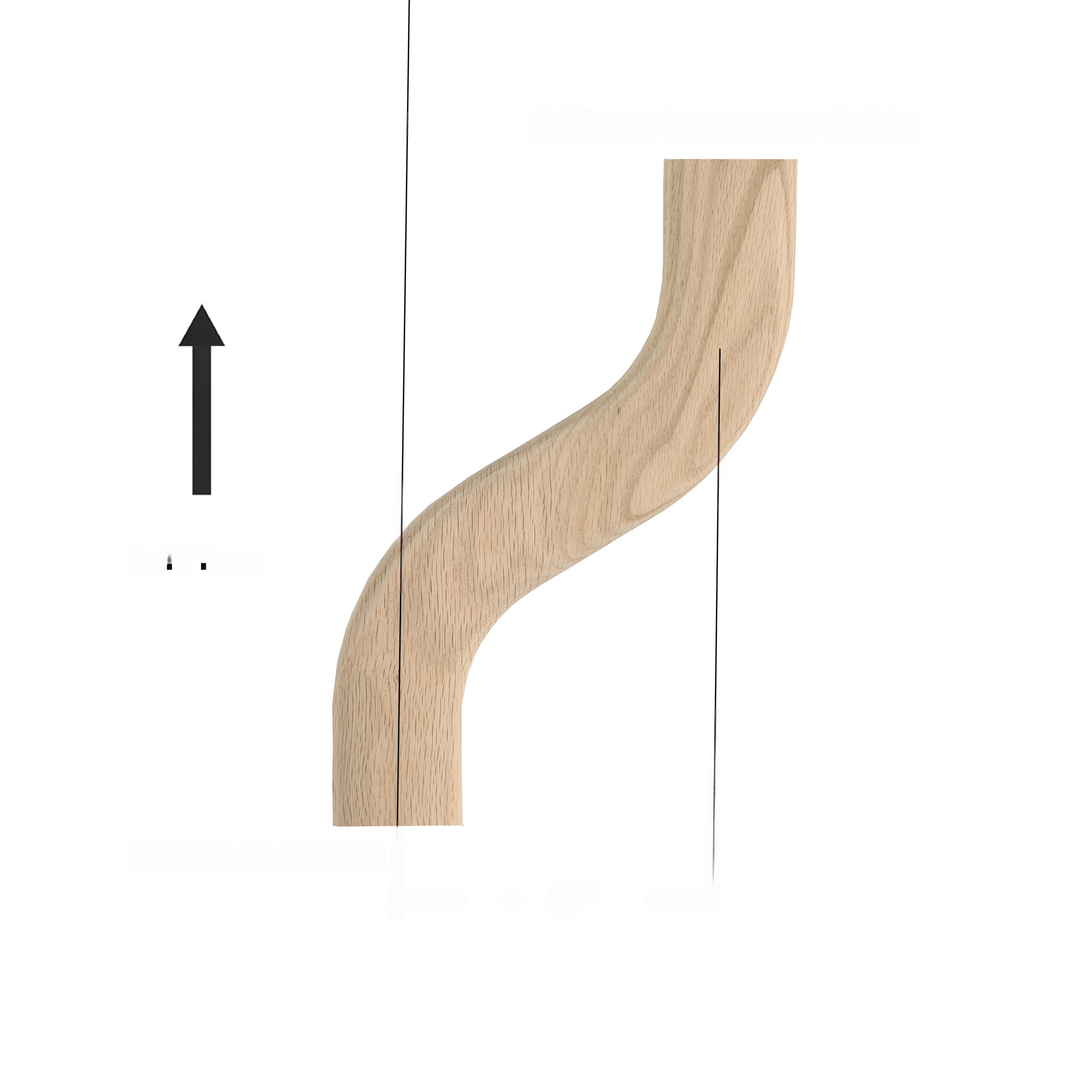 F103 HF-22 S Shape 6 Right Turn Unfinished Red Oak | Maple Handrail Accessory