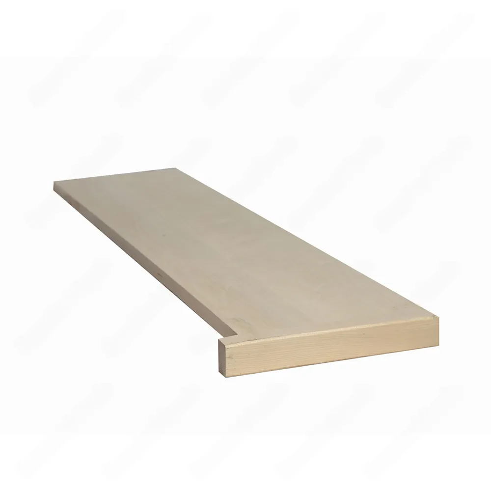 36", 42", 48" Open Left Unfinished Square Edge Natural Maple Stair Treads