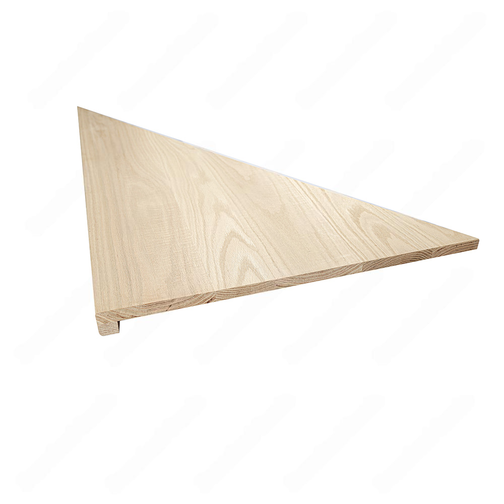 Unfinished Winder Step Left Turn Natural Red Oak Stair Treads