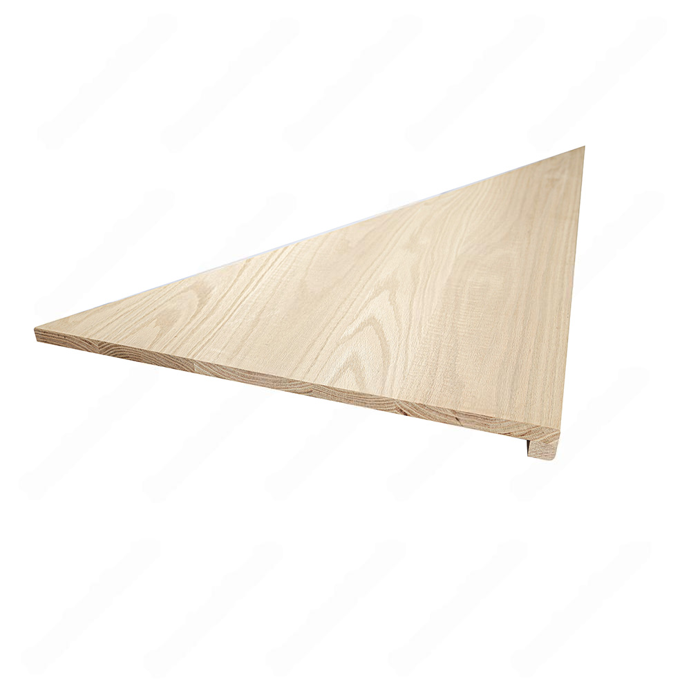 Unfinished Square Edge Right Turn Natural Red OakWinder Stair Treads